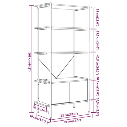 Scaffalatura 5 Livelli con Mobile 80x40x163 cm Acciaio e Legno | homemem39
