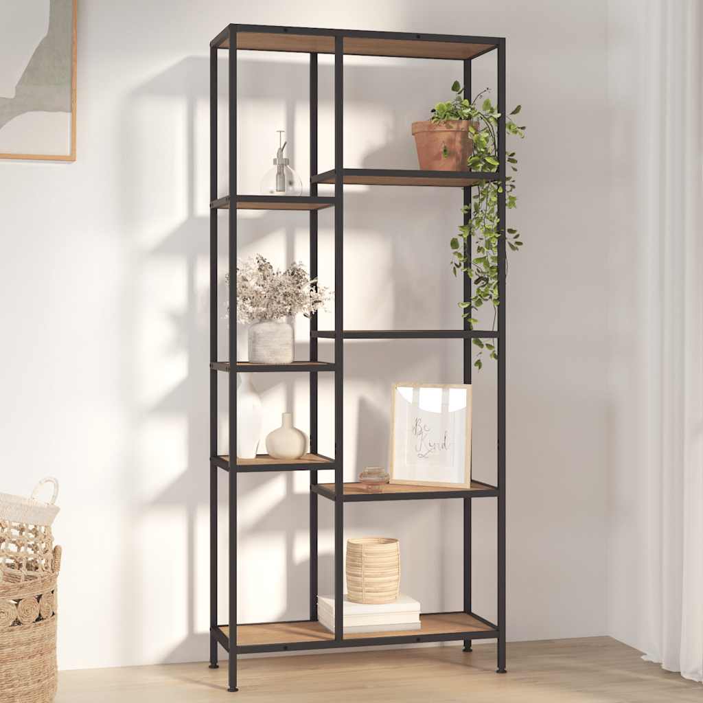 Scaffale per Libri 80x30x180 cm Acciaio e Legno Multistrato | homemem39
