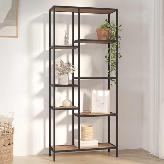 Scaffale per Libri 80x30x180 cm Acciaio e Legno Multistrato | homemem39