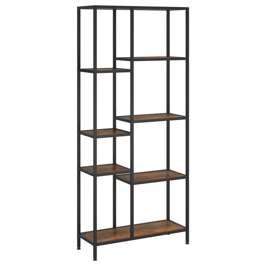 Scaffale per Libri 80x30x180 cm Acciaio e Legno Multistrato | homemem39