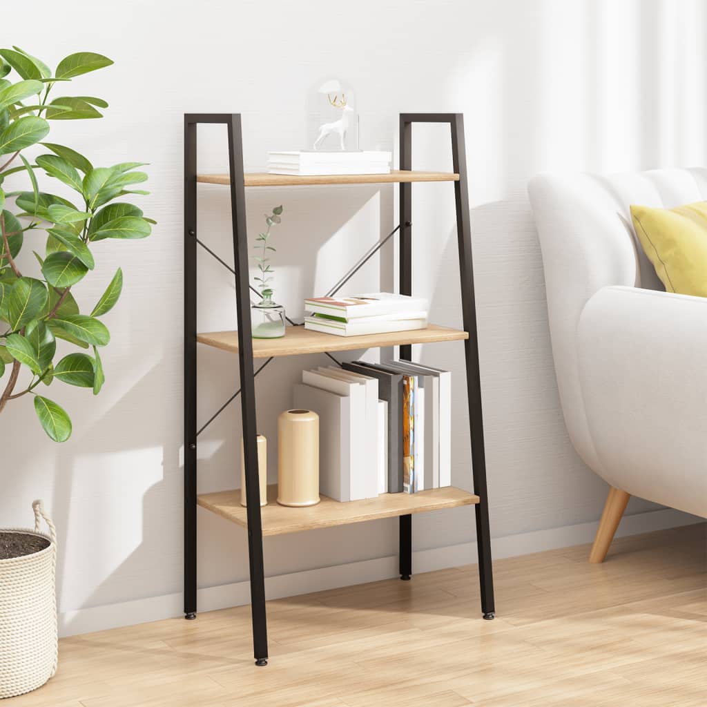 Scaffale Autoportante 3 Ripiani Marrone Chiaro Nero 56x35x108cm | homemem39