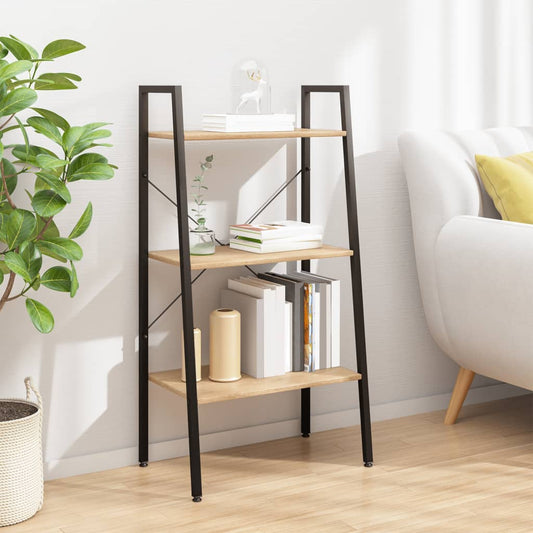 Scaffale Autoportante 3 Ripiani Marrone Chiaro Nero 56x35x108cm | homemem39