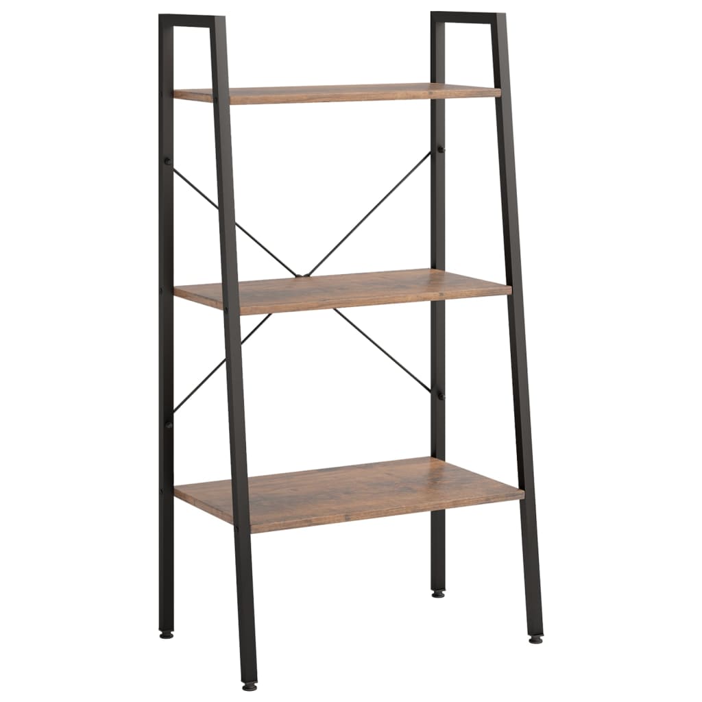 Scaffale Autoportante 3 Ripiani Marrone Scuro Nero 56x35x108 cm | homemem39
