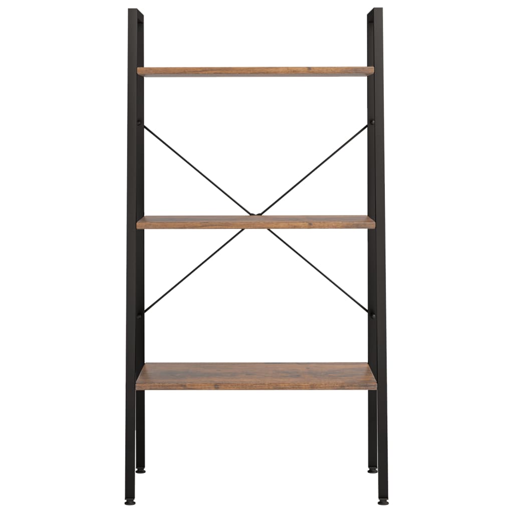 Scaffale Autoportante 3 Ripiani Marrone Scuro Nero 56x35x108 cm | homemem39