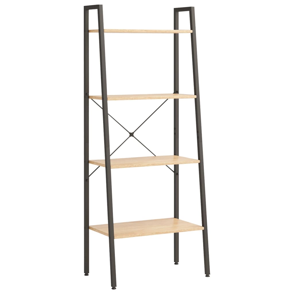 Scaffale Autoportante 4 Ripiani Marrone Chiaro Nero 56x35x140cm | homemem39