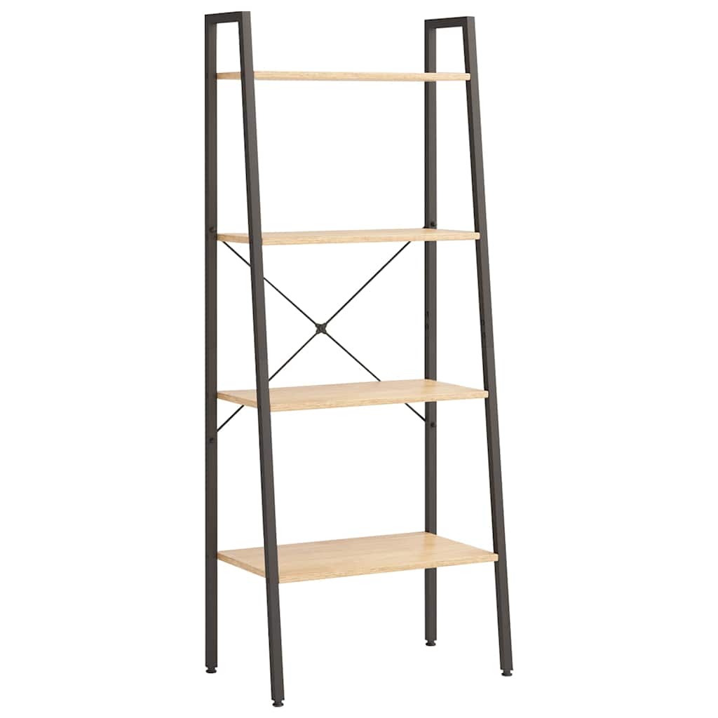 Scaffale Autoportante 4 Ripiani Marrone Chiaro Nero 56x35x140cm