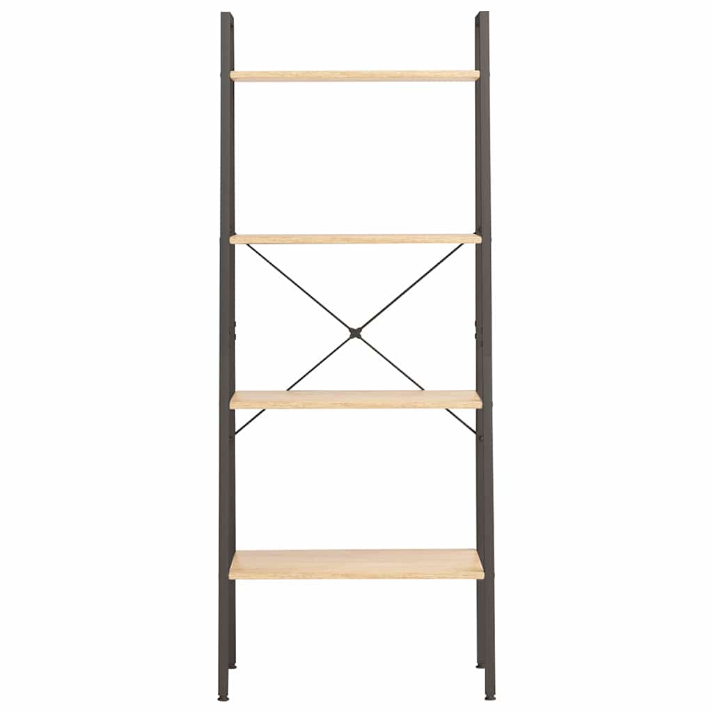 Scaffale Autoportante 4 Ripiani Marrone Chiaro Nero 56x35x140cm