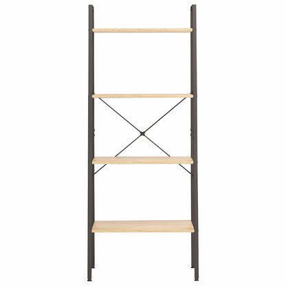 Scaffale Autoportante 4 Ripiani Marrone Chiaro Nero 56x35x140cm