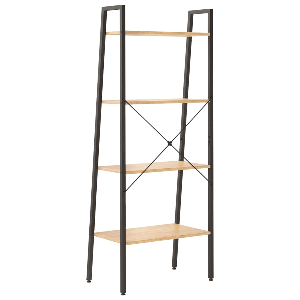 Scaffale Autoportante 4 Ripiani Marrone Chiaro Nero 56x35x140cm | homemem39