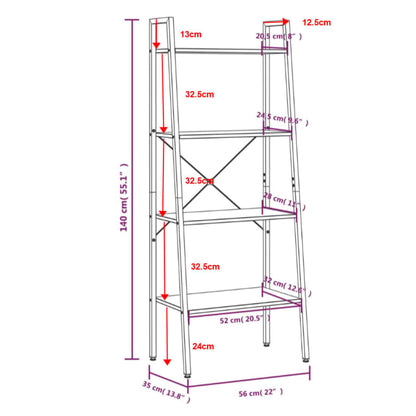 Scaffale Autoportante 4 Ripiani Marrone Chiaro Nero 56x35x140cm | homemem39
