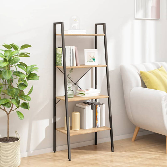 Scaffale Autoportante 4 Ripiani Marrone Chiaro Nero 56x35x140cm | homemem39