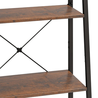 Scaffale Autoportante 4 Ripiani Marrone Scuro Nero 56x35x140 cm | homemem39