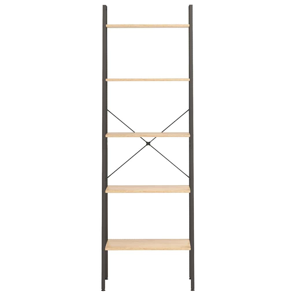 Scaffale Autoportante 5 Ripiani Marrone Chiaro Nero 56x35x174cm