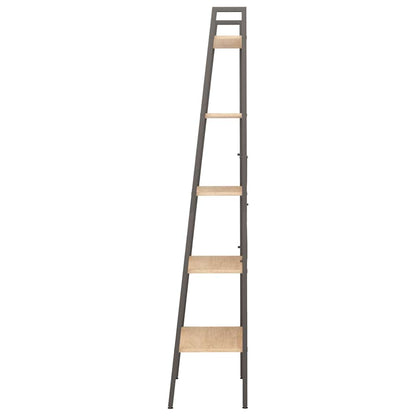 Scaffale Autoportante 5 Ripiani Marrone Chiaro Nero 56x35x174cm