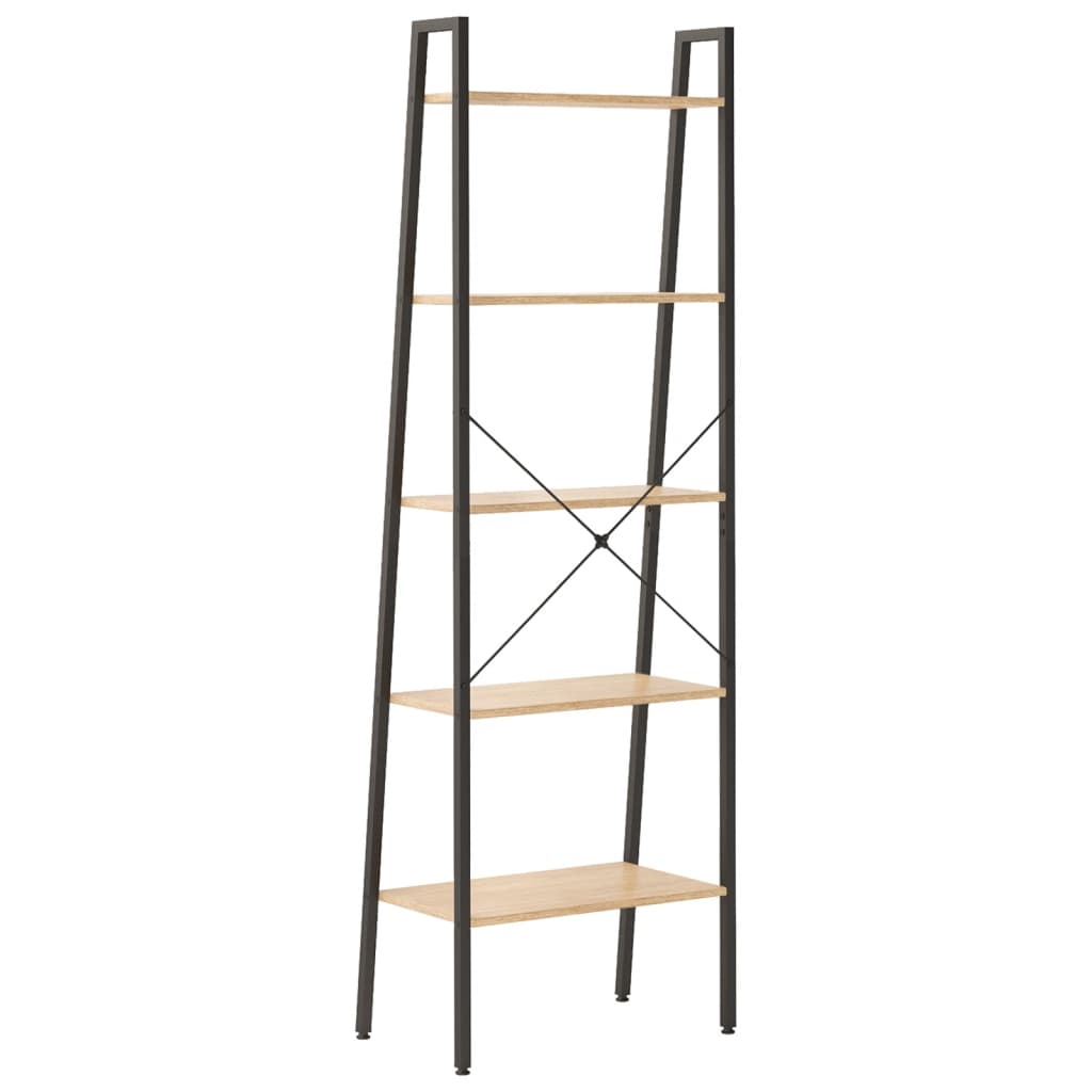 Scaffale Autoportante 5 Ripiani Marrone Chiaro Nero 56x35x174cm | homemem39