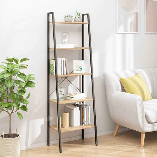 Scaffale Autoportante 5 Ripiani Marrone Chiaro Nero 56x35x174cm | homemem39