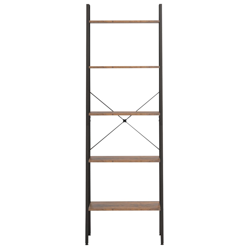 Scaffale Autoportante 5 Ripiani Marrone Scuro Nero 56x35x174 cm | homemem39