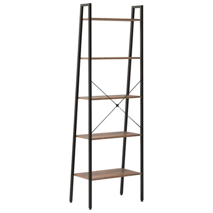 Scaffale Autoportante 5 Ripiani Marrone Scuro Nero 56x35x174 cm | homemem39
