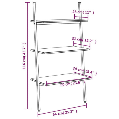 Scaffale Pendente a 3 Livelli Nero 64x34x116cm | homemem39