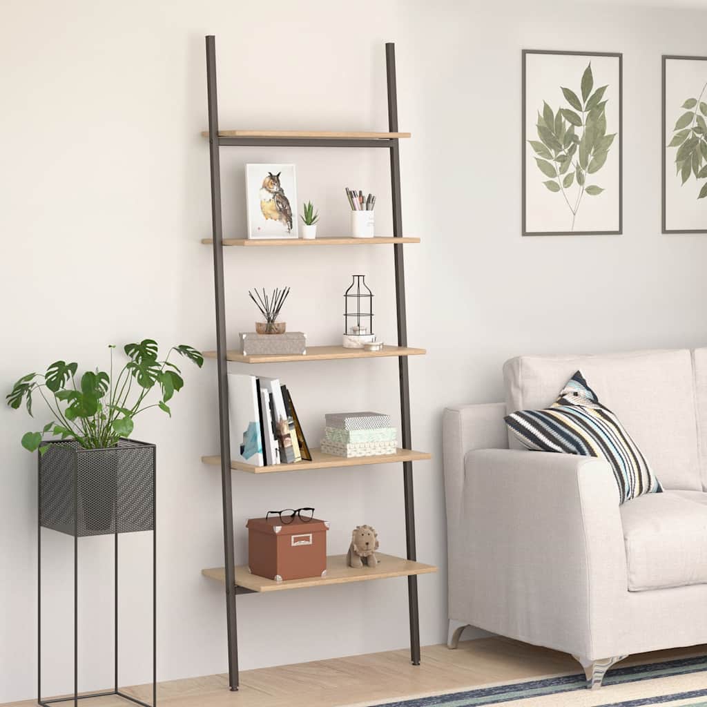 Scaffale Pendente 5 Ripiani Marrone Chiaro e Nero 64x34x185,5cm | homemem39
