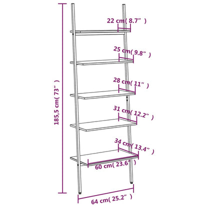 Scaffale Pendente a 5 Livelli Nero 64x34x185,5 cm | homemem39