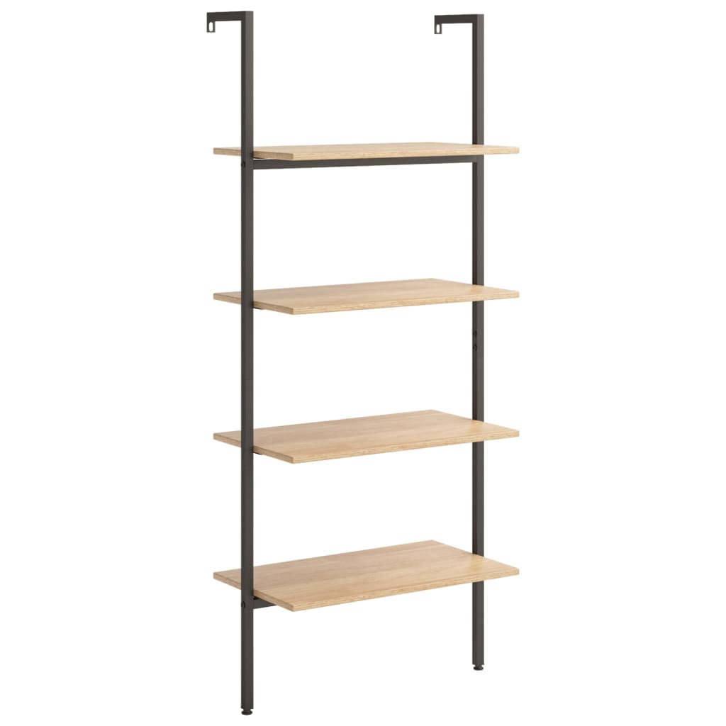 Scaffale Pendente 4 Livelli Marrone Chiaro e Nero 64x35x152,5cm | homemem39