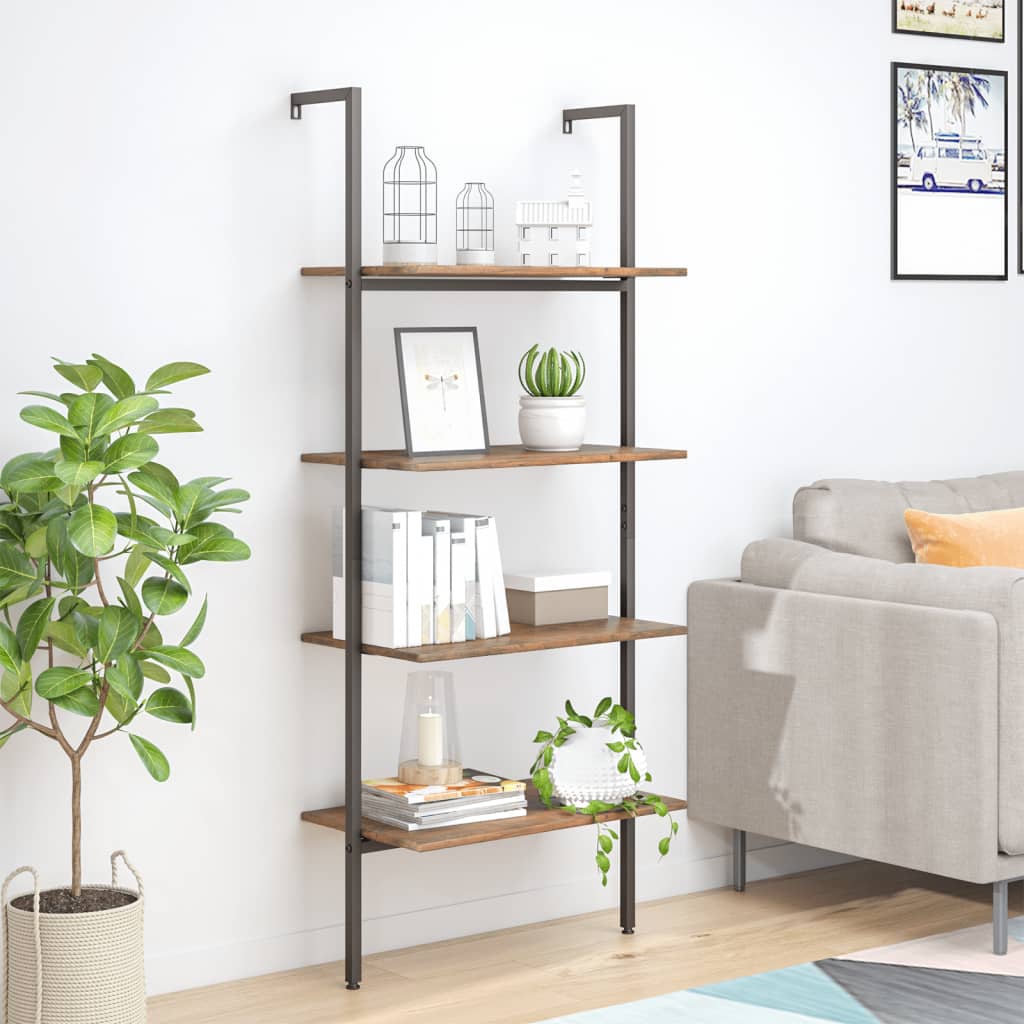 Scaffale Pendente 4 Livelli Marrone Scuro e Nero 64x35x152,5 cm | homemem39