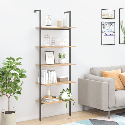 Scaffale Pendente 5 Ripiani Marrone Chiaro e Nero 64x35x185 cm | homemem39