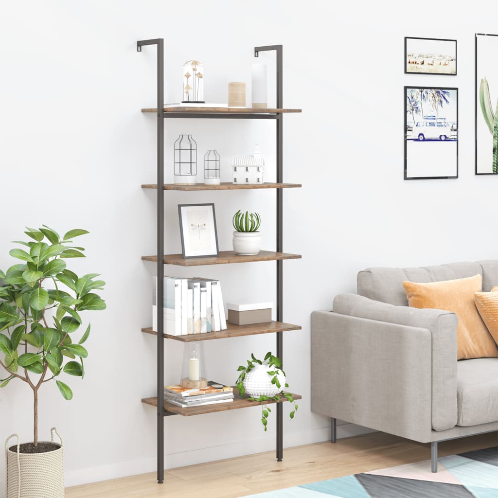 Scaffale Pendente 5 Livelli Marrone Scuro e Nero 64x35x185 cm | homemem39