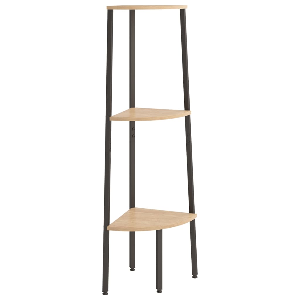 Scaffale Angolare 3 Livelli Marrone Chiaro Nero 45,5x31,5x120cm | homemem39