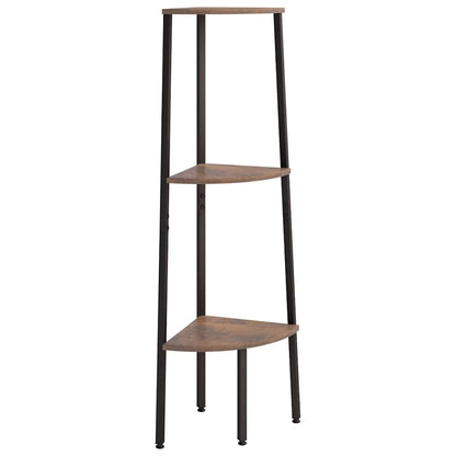 Scaffale Angolare 3 Livelli Marrone Scuro Nero 45,5x31,5x120cm