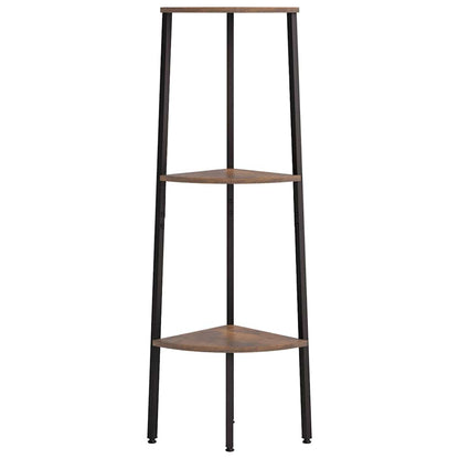 Scaffale Angolare 3 Livelli Marrone Scuro Nero 45,5x31,5x120cm