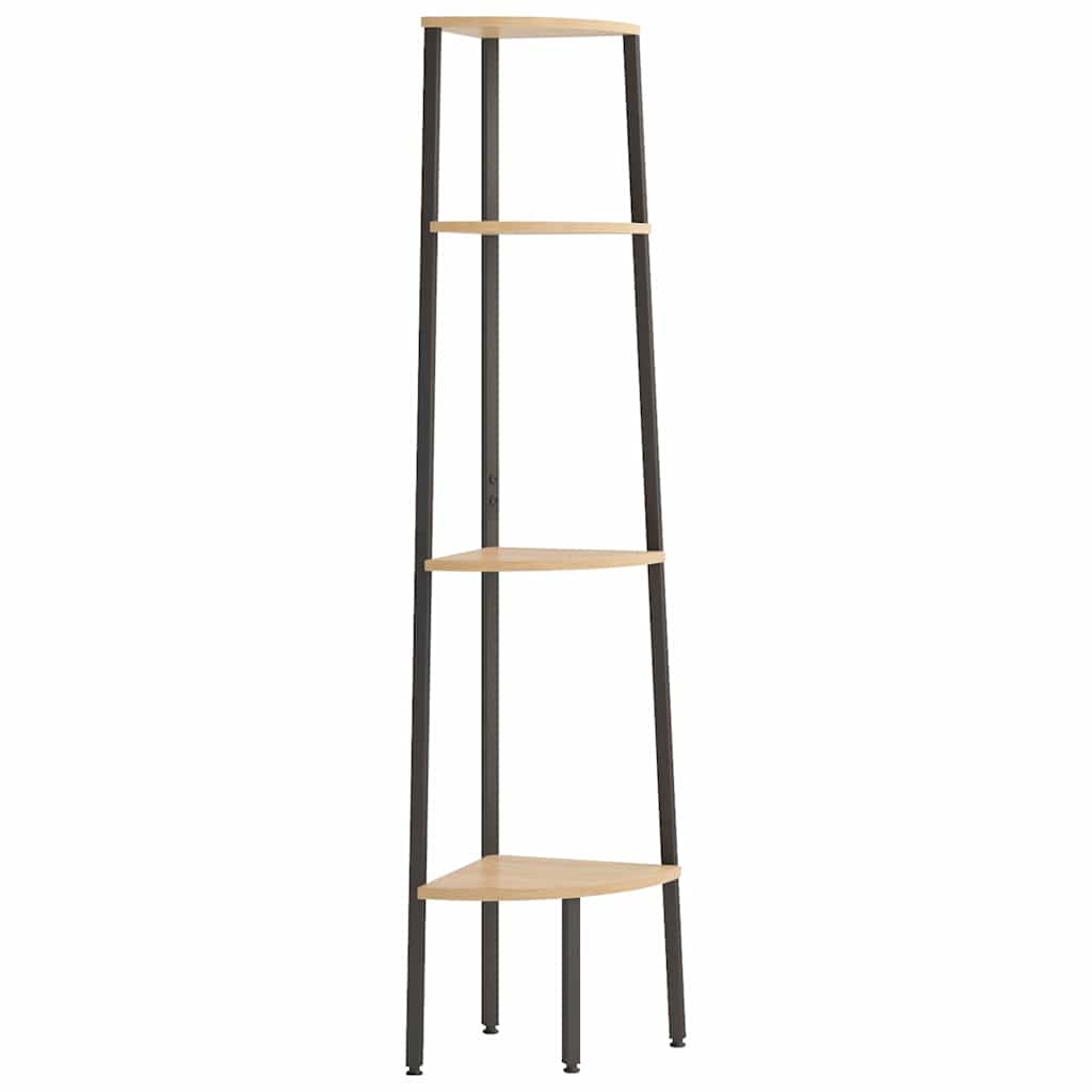Scaffale Angolare 4 Ripiani Marrone Chiaro&Nero 45,5x31,5x150cm