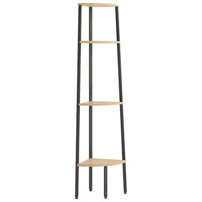 Scaffale Angolare 4 Ripiani Marrone Chiaro&Nero 45,5x31,5x150cm