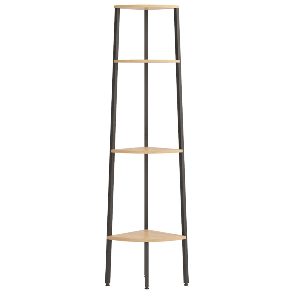 Scaffale angolare a 4 ripiani marrone chiaro e nero 45,5x31,5x150 cm | homemem39