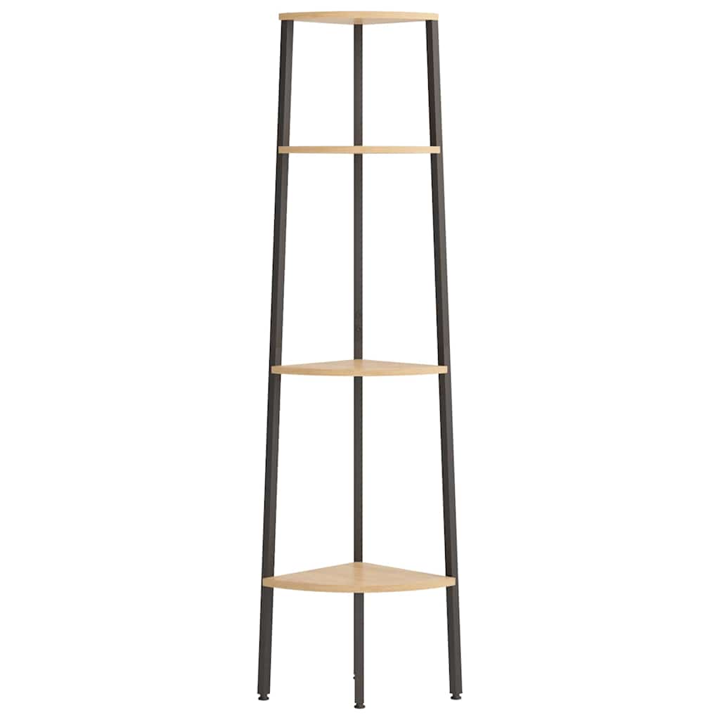 Scaffale Angolare 4 Ripiani Marrone Chiaro&Nero 45,5x31,5x150cm