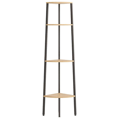 Scaffale Angolare 4 Ripiani Marrone Chiaro&Nero 45,5x31,5x150cm