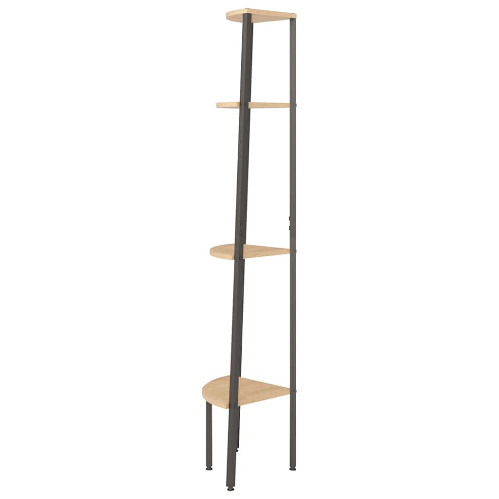 Scaffale Angolare 4 Ripiani Marrone Chiaro&Nero 45,5x31,5x150cm