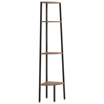 Scaffale angolare a 4 ripiani marrone scuro e nero 45,5x31,5x150 cm | homemem39