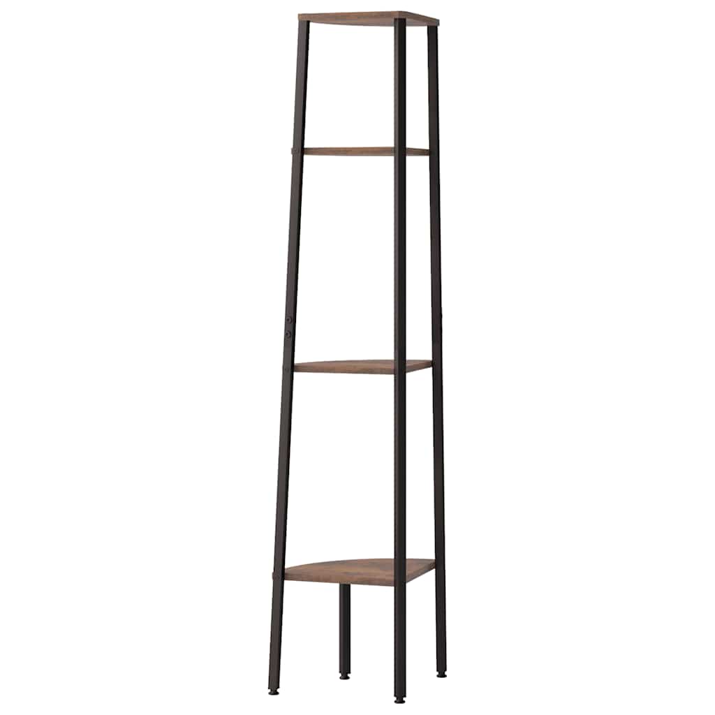 Scaffale angolare a 4 ripiani marrone scuro e nero 45,5x31,5x150 cm | homemem39