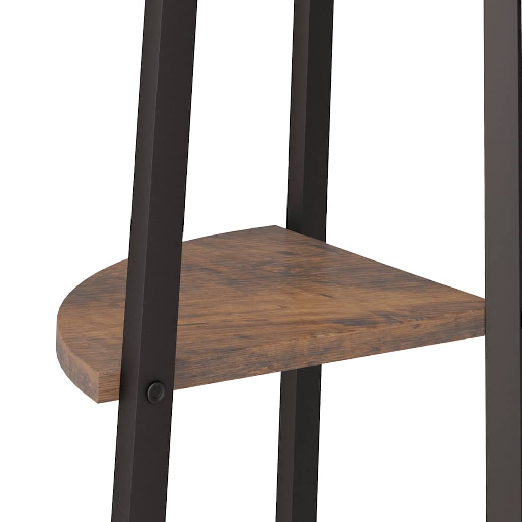 Scaffale angolare a 4 ripiani marrone scuro e nero 45,5x31,5x150 cm | homemem39