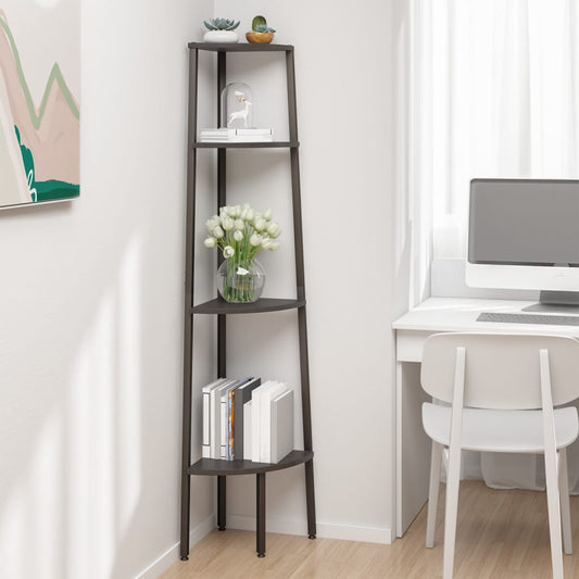 Scaffale Angolare a 4 Livelli Nero 45,5x31,5x150 cm | homemem39