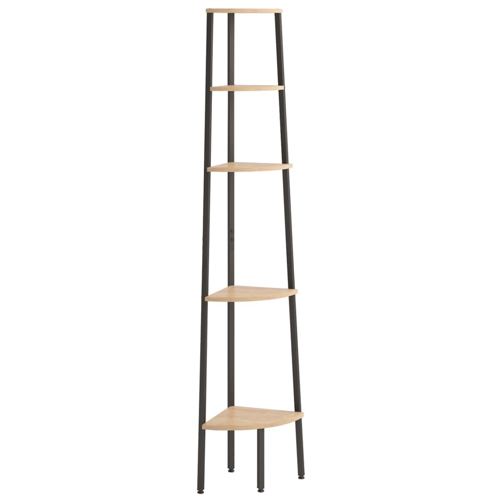 Scaffale Angolare 5 Livelli Marrone Chiaro Nero 45,5x31,5x180cm | homemem39