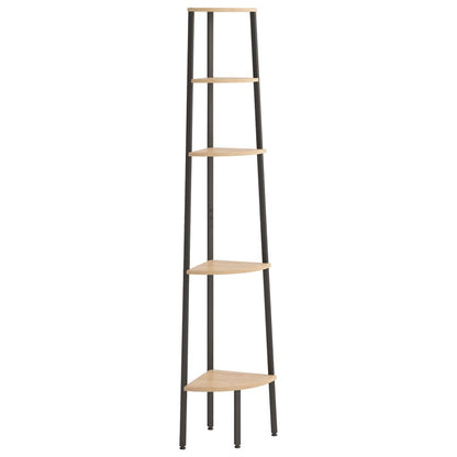 Scaffale Angolare 5 Livelli Marrone Chiaro Nero 45,5x31,5x180cm | homemem39