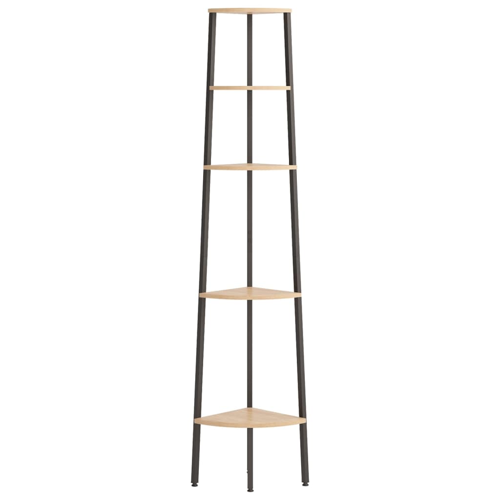 Scaffale Angolare 5 Livelli Marrone Chiaro Nero 45,5x31,5x180cm | homemem39