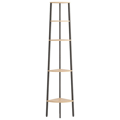 Scaffale Angolare 5 Livelli Marrone Chiaro Nero 45,5x31,5x180cm | homemem39