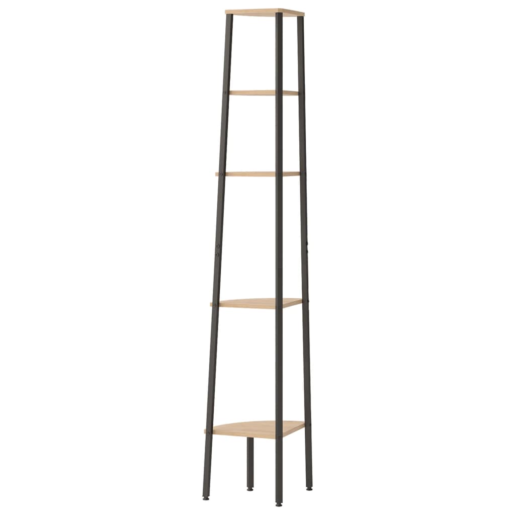 Scaffale Angolare 5 Livelli Marrone Chiaro Nero 45,5x31,5x180cm | homemem39