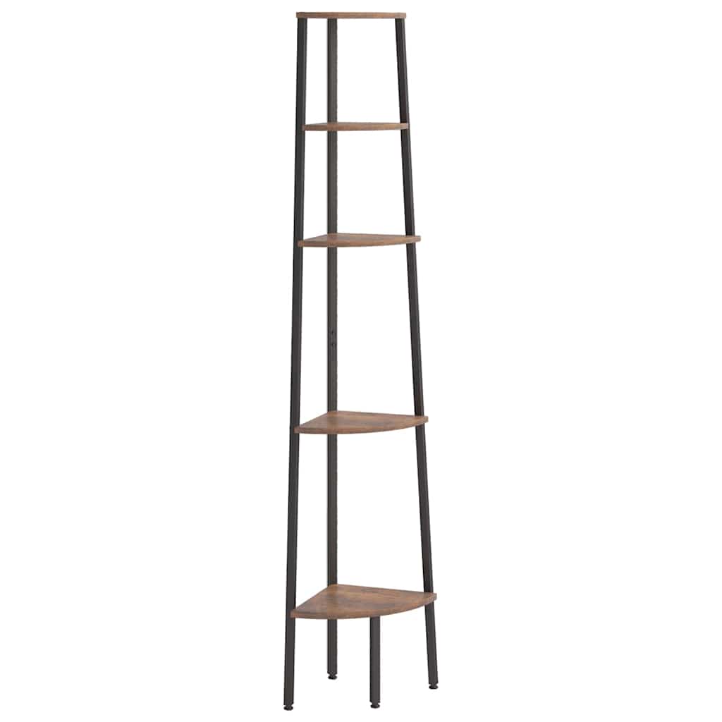 Scaffale Angolare 5 Livelli Marrone Scuro Nero 45,5x31,5x180 cm