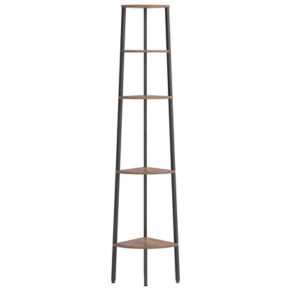 Scaffale Angolare 5 Livelli Marrone Scuro Nero 45,5x31,5x180 cm