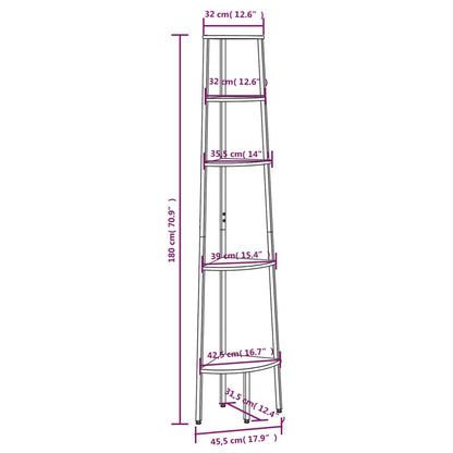 Scaffale Angolare a 5 Livelli Nero 45,5x31,5x180 cm | homemem39
